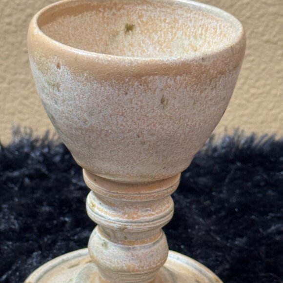 Handcrafted Ceramic Chalice  Goblet Beige/Tan With Rustic Speckled - Picture 2 of 9